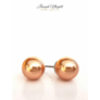 Kép 2/2 - Gyöngy fülbevaló bronz színű Swarovski kerámia gyönggyel