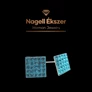 Kép 3/3 - Négyzet fülbevaló 8x8 mm türkizkék rózsakristályokkal kirakva