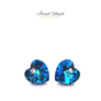 Kép 1/2 - Szív fülbevaló pöttyel 12mm tengerkék Swarovski kristállyal