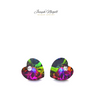 Kép 1/2 - Szív fülbevaló pöttyel 12mm zöldszínjátszó Swarovski kristállyal