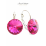 Kép 2/2 - Kapcsos fülbevaló 14mm  pink Swarovski kristállyal