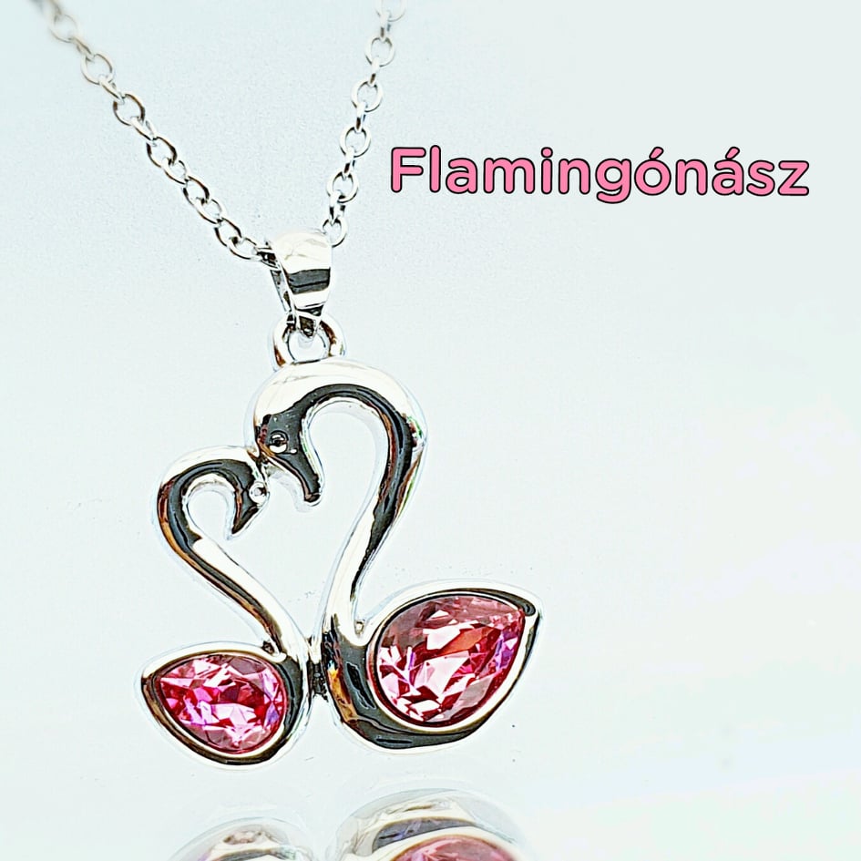 Flamingónász nyaklánc rózsaszín Swarovski kristállyal