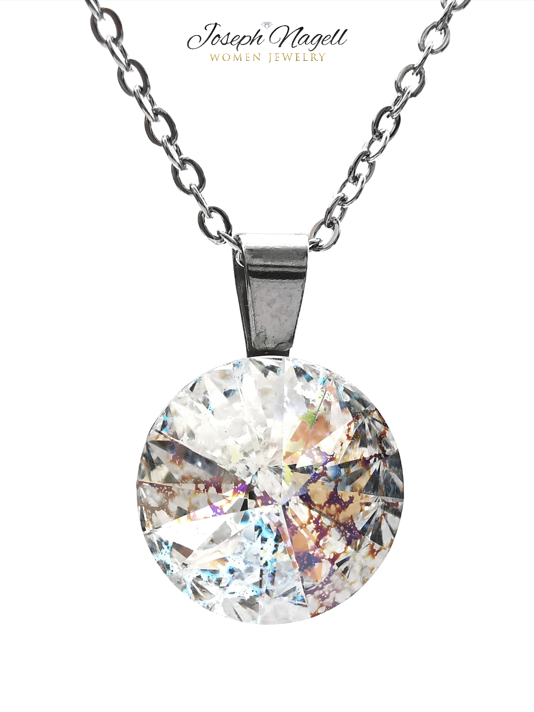 Rivoli nyaklánc 14mm szivárványpatina színű Swarovski kristállyal
