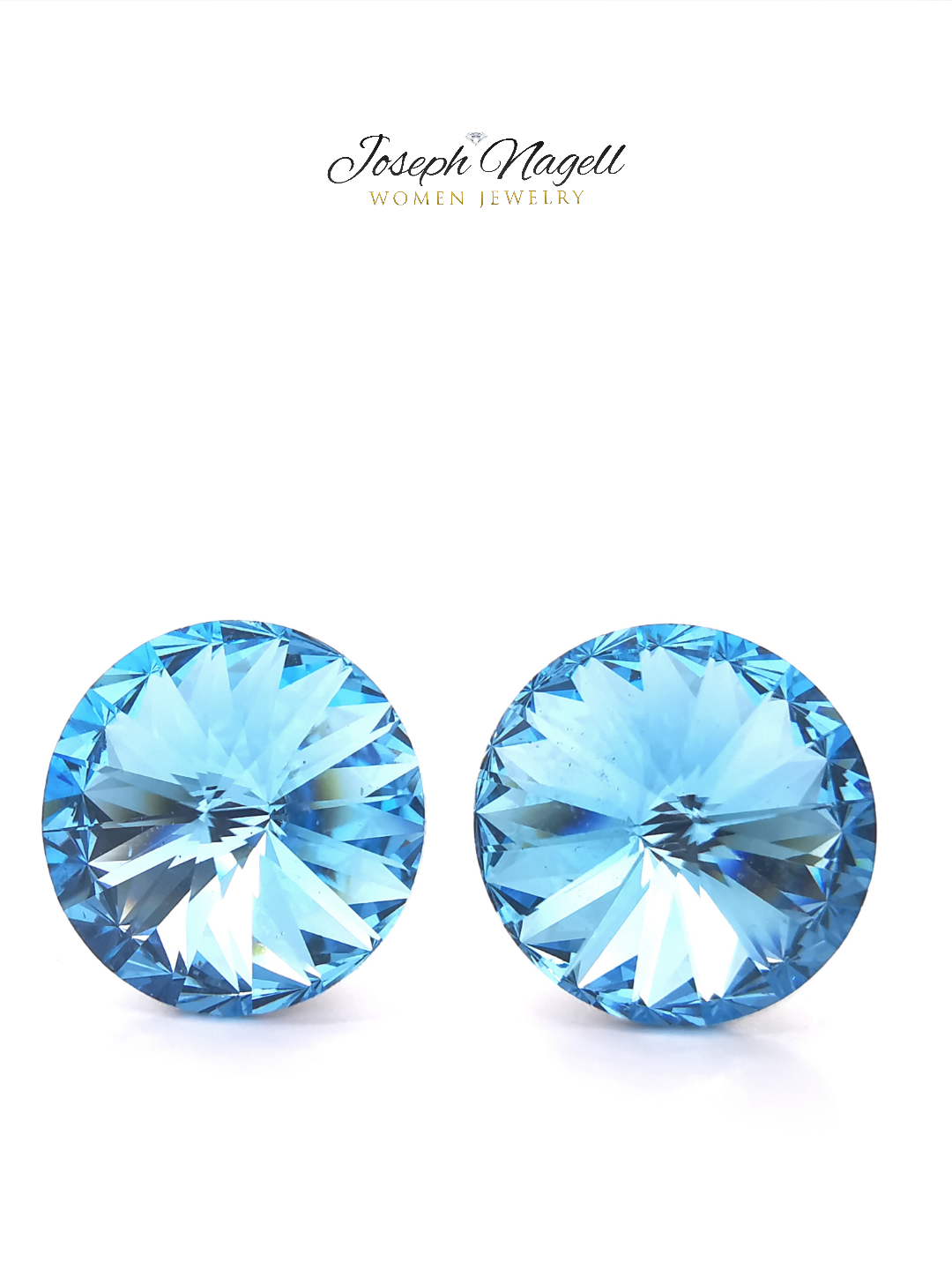 Rivoli fülbevaló 12mm világoskék Swarovski kristállyal