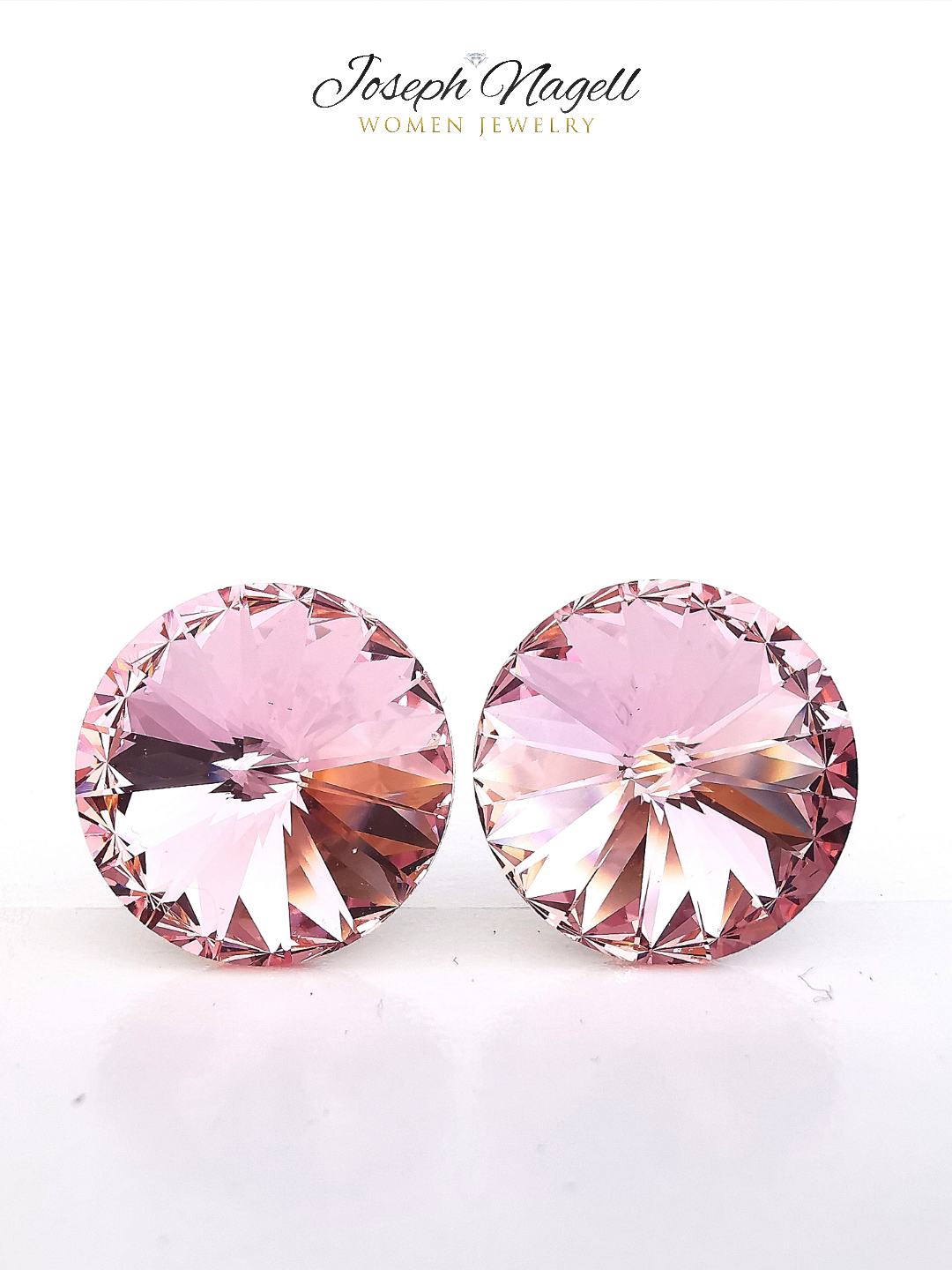 Rivoli fülbevaló 14mm halványrózsaszín Swarovski kristállyal