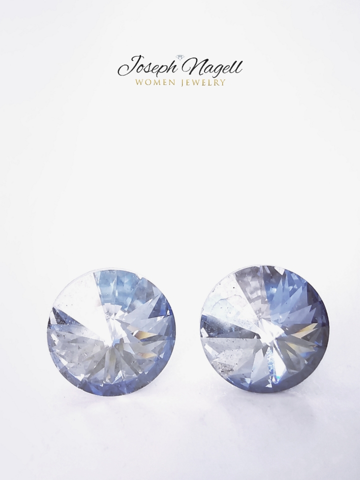 Rivoli fülbevaló 8mm hamukék Swarovski kristállyal