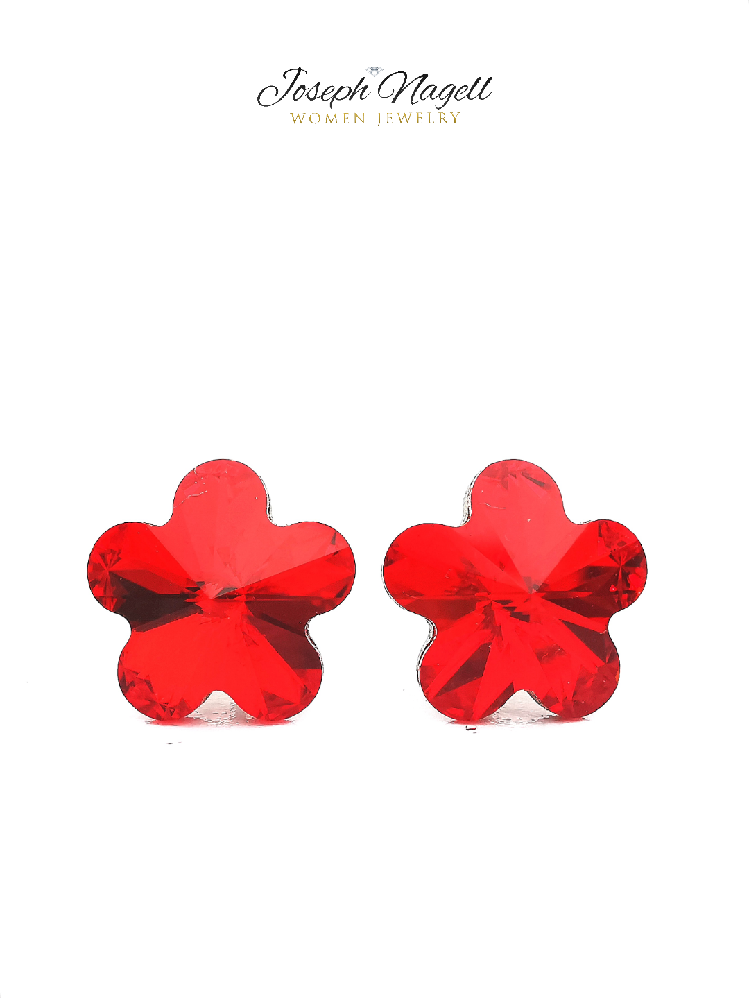 Virág fülbevaló 10mm piros Swarovski kristállyal