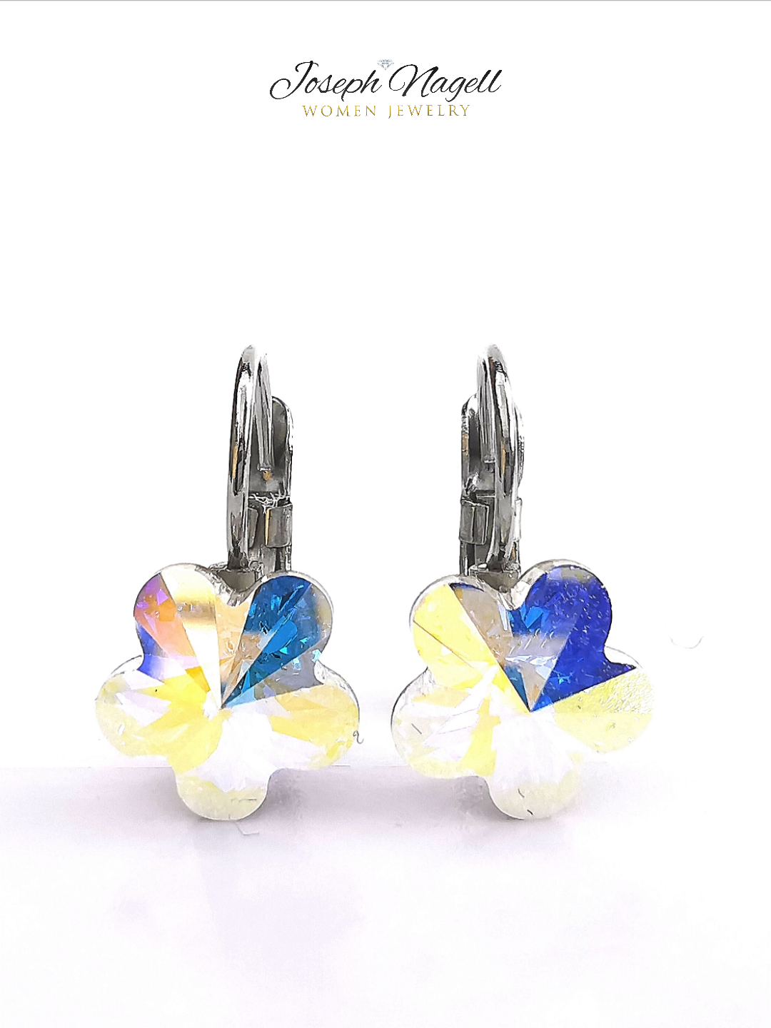 Virág kapcsos fülbevaló sarkifény színű Swarovski kristállyal