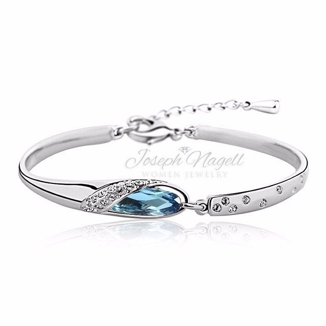 Tengerszem karperec világoskék Swarovski kristállyal